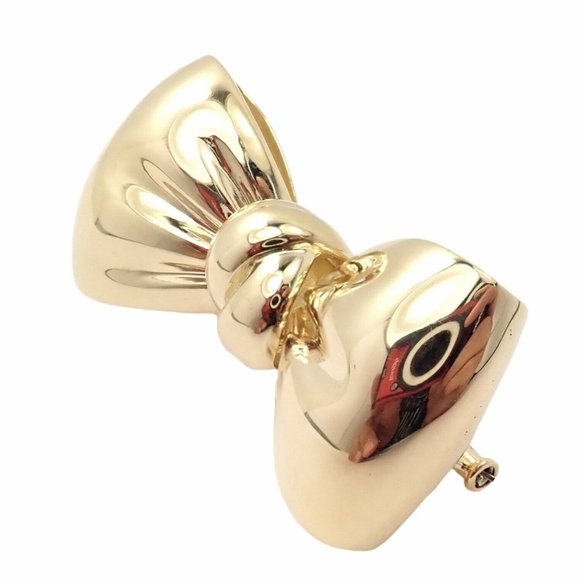 Rare! Authentic Van Cleef & Arpels 18k Yellow Gold Bow Design Pin Brooch - Picture 2 of 11